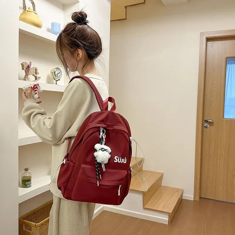 KAMLUI Nylon Backpack Women's Ecru/Black/Burgundy/Light Yellow/Light Brown/Light Blue-16