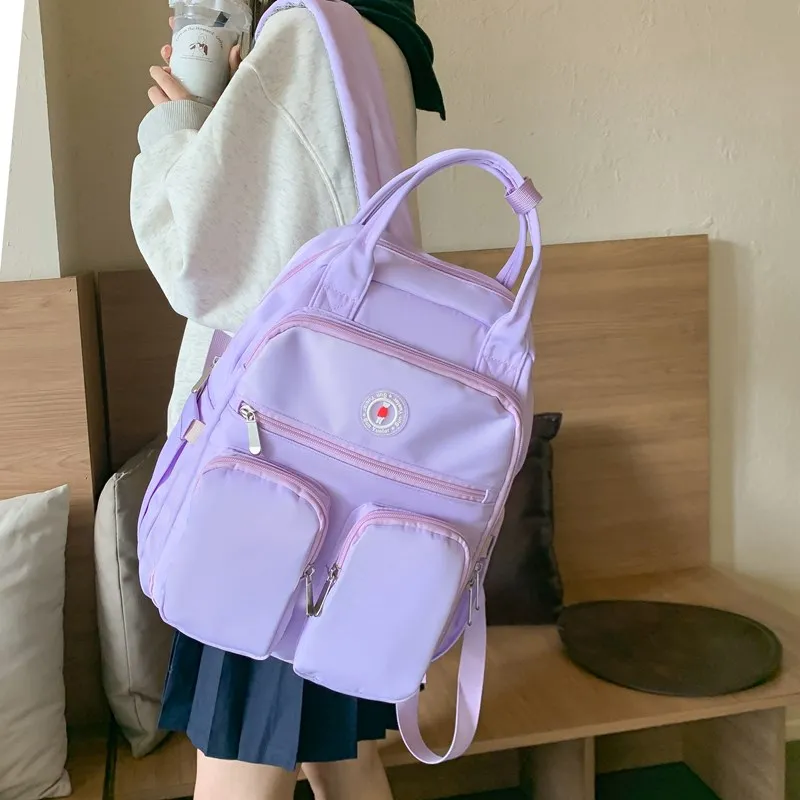 KAMLUI Oxford Backpacks Backpack Unisex White/Black/Purple/Yellow/Sky Blue/Lake Blue-15