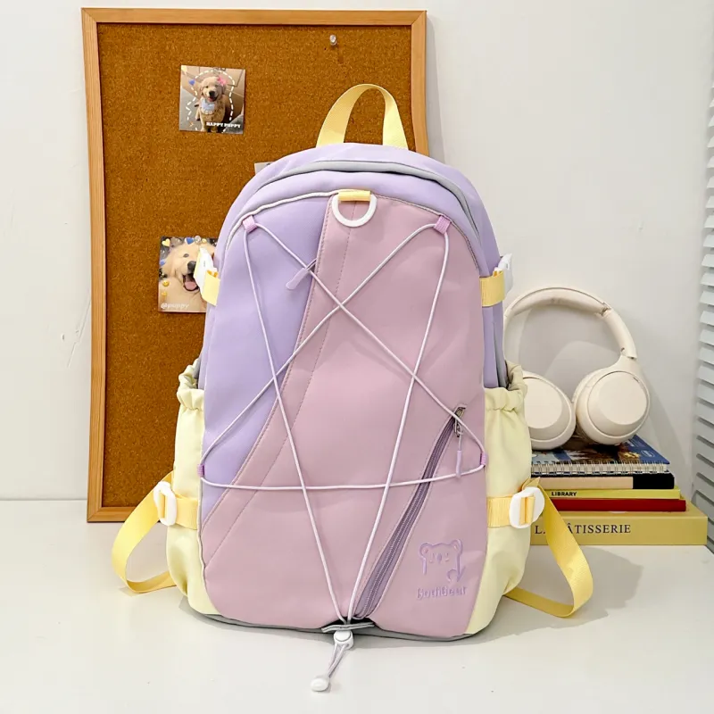 KAMLUI Nylon Backpack Unisex Red/Purple & Yellow/Blue & Yellow/Black & Yellow/Blue & White-12