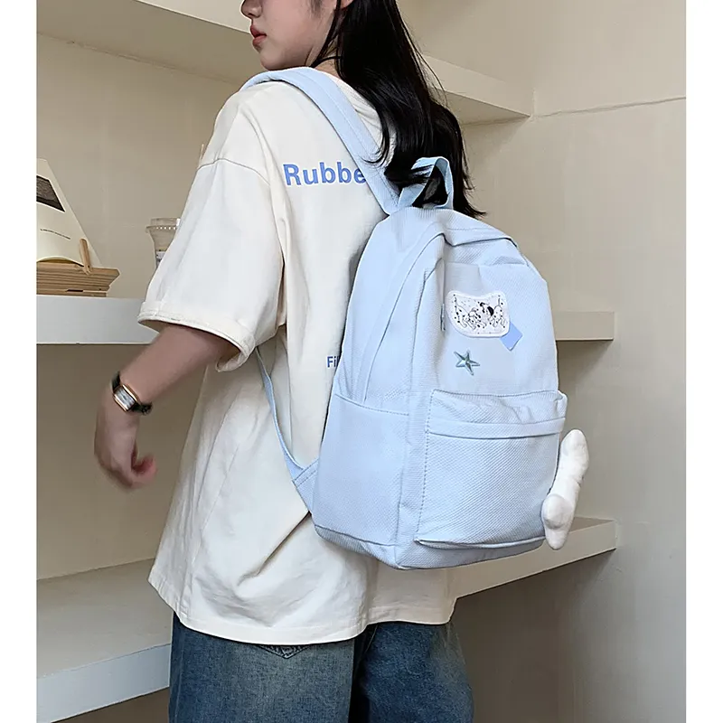 KAMLUI Nylon Backpack Backpack Student Backpack Regular Unisex Blue-10