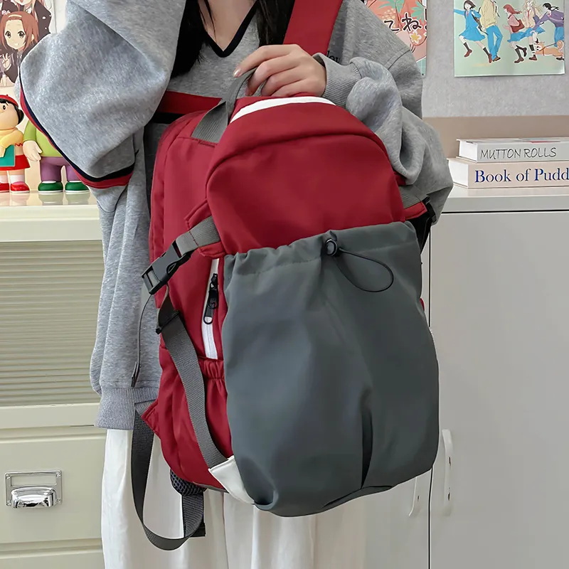KAMLUI Nylon Backpack Regular Unisex Red/Green/Khaki-2