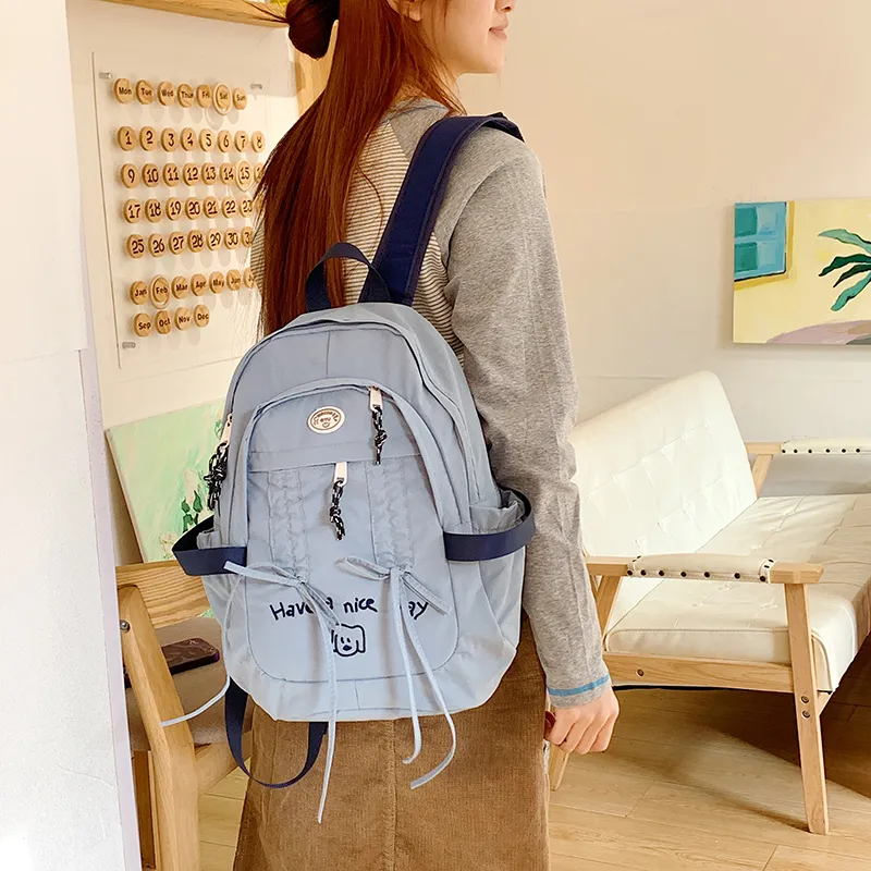 KAMLUI Nylon Fabric Backpack Regular Women's Black/Khaki/Blue-15