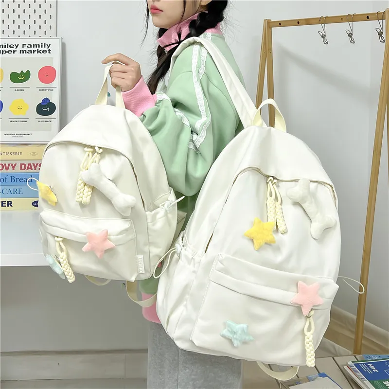 KAMLUI Nylon Backpack Regular Unisex White/Pink/Green/Black/Yellow-5