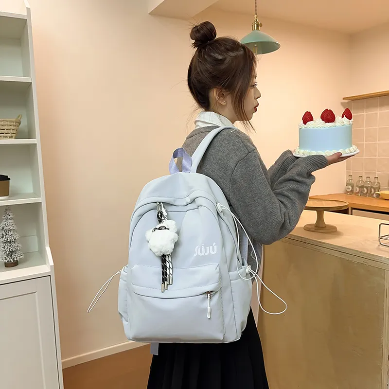 KAMLUI Nylon Backpack Women's Ecru/Black/Burgundy/Light Yellow/Light Brown/Light Blue-35