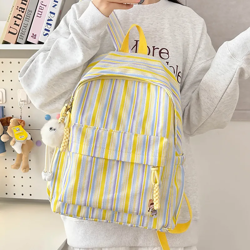 KAMLUI Nylon Backpack Regular Unisex Pink Yellow Sky Blue-9