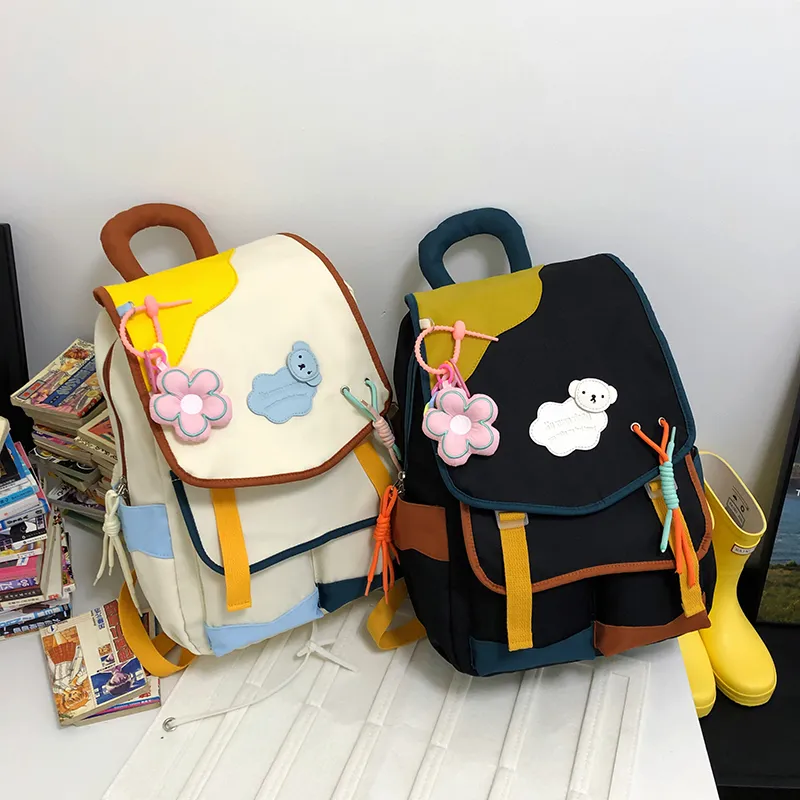 KAMLUI Nylon Backpack Unisex White Pink & Color/White Yellow & Color/Blue Yellow & Color/Black Yellow Multicolor-24
