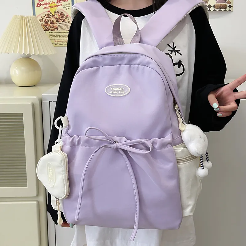 KAMLUI Nylon Fabric Backpacks Backpack Regular Unisex Pink Purple-11