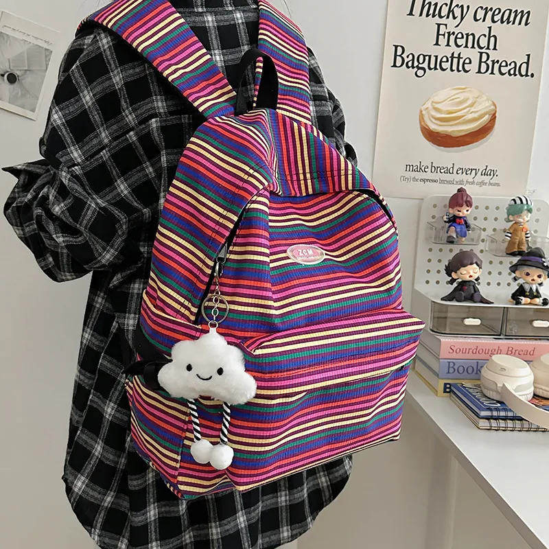 KAMLUI Nylon Backpack Regular Unisex Pink White/Fuchsia/Red Brown/Turquoise-8