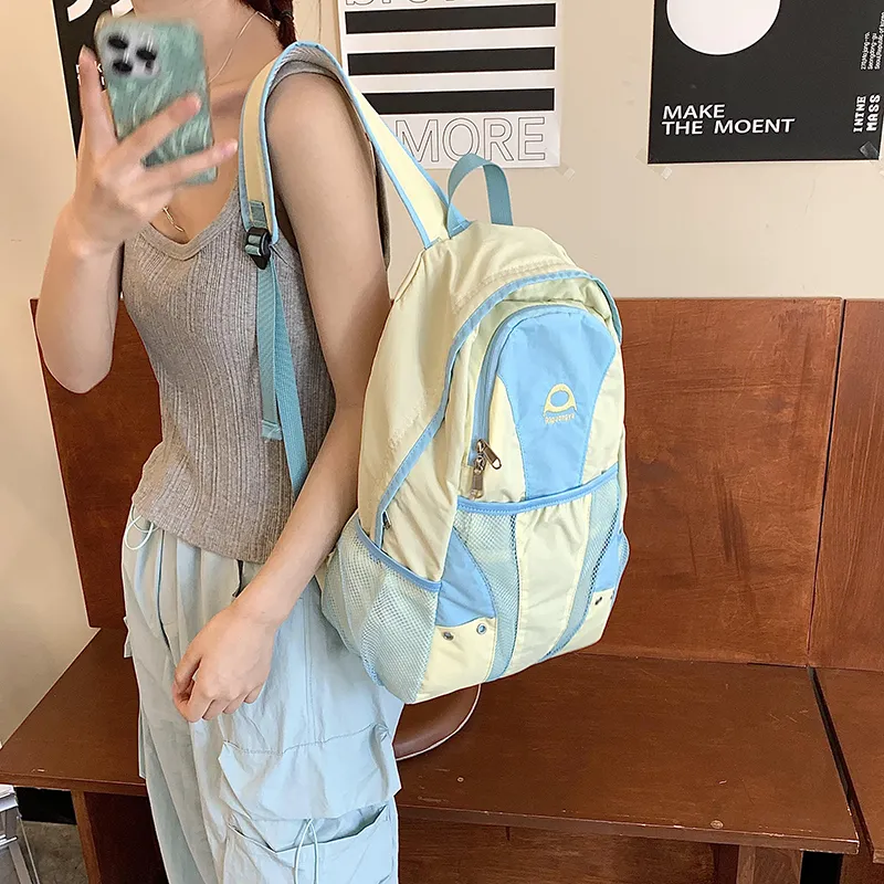 KAMLUI Nylon Backpack Unisex Black/Yellow/Gray-1