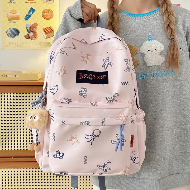 KAMLUI Nylon Backpacks Backpack Regular Unisex White/Black/Blue/Pink-27