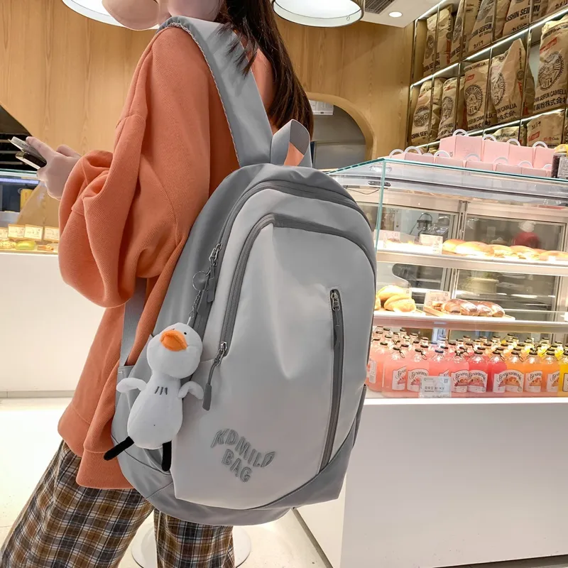 KAMLUI Nylon Backpack Unisex Red/Light Gray/Black/Orange Red/Khaki/Blue-8