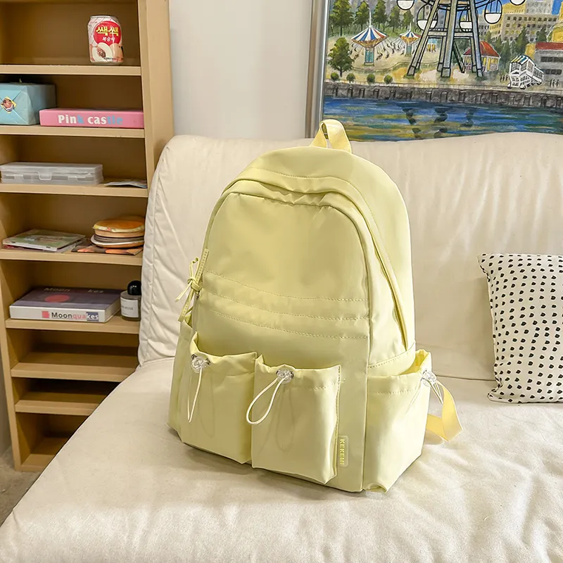KAMLUI Nylon Backpack Regular Unisex Black/White/Pink/Yellow/Blue-19