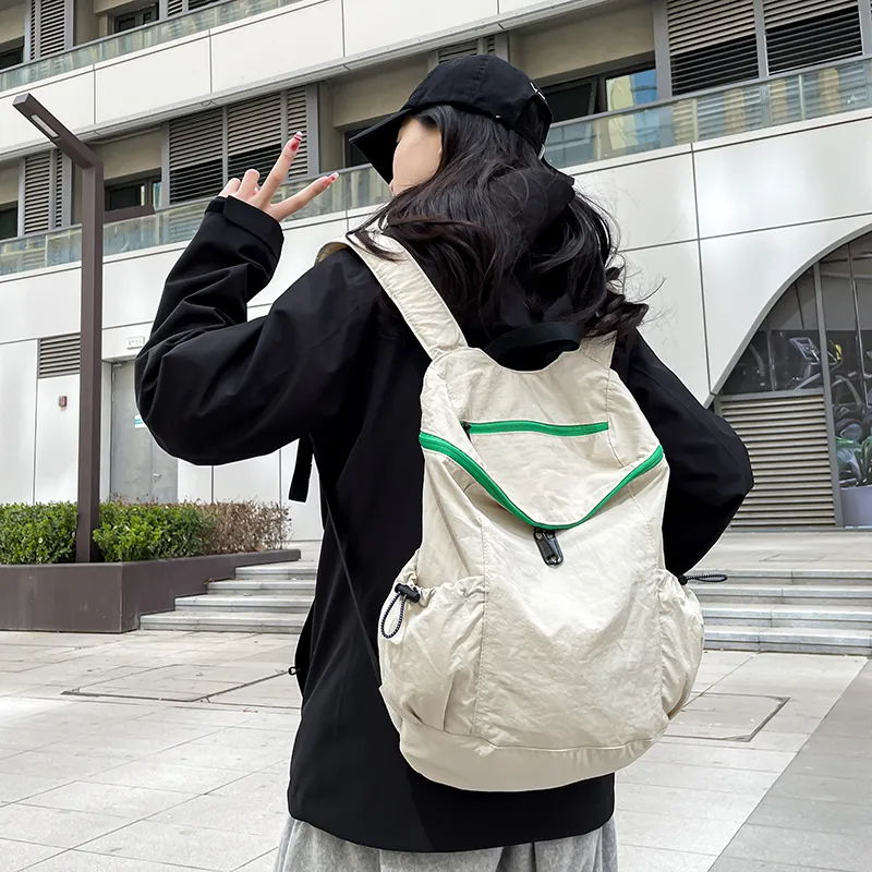 KAMLUI Nylon Backpacks Backpack Regular Unisex White/Black-5