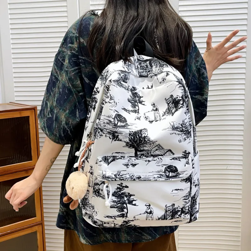 KAMLUI Nylon Backpack Regular Unisex White/Black/Blue-1