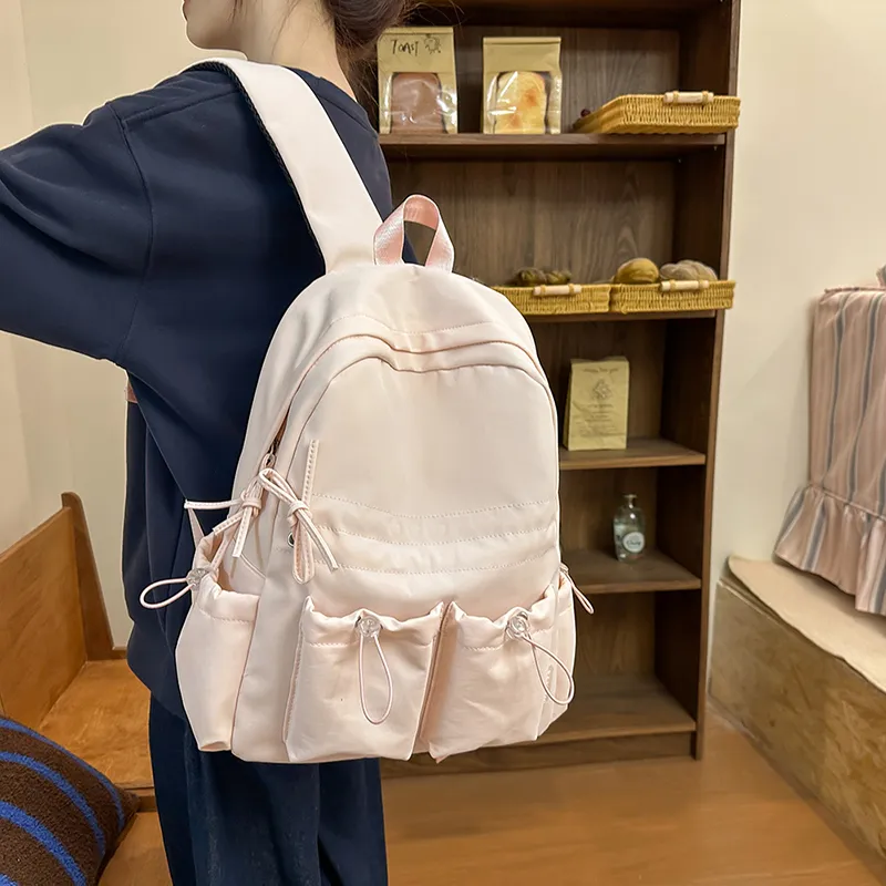 KAMLUI Nylon Backpack Regular Unisex Black/White/Pink/Yellow/Blue-16