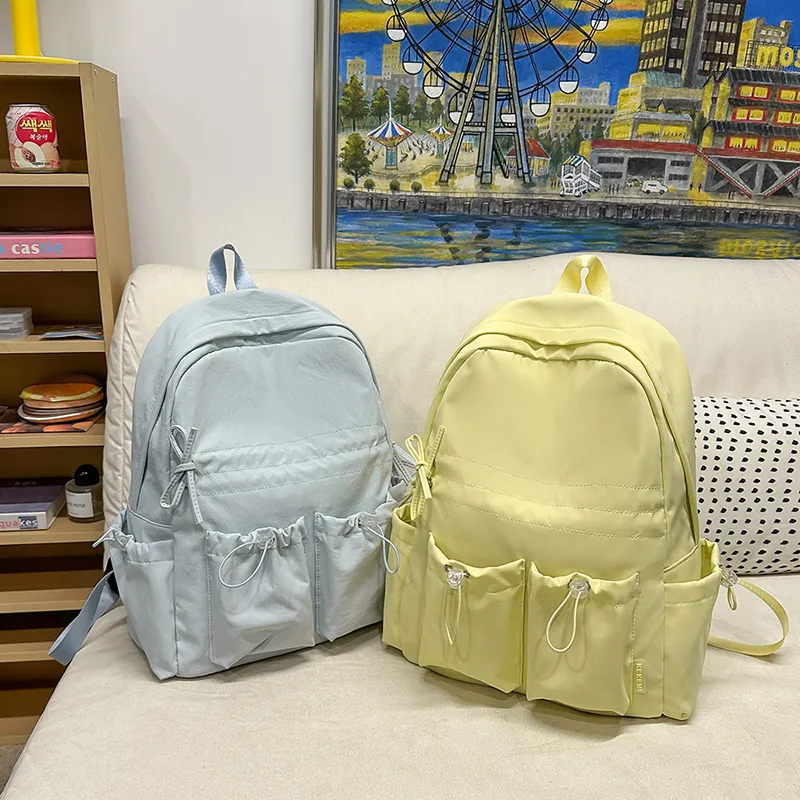 KAMLUI Nylon Backpack Regular Unisex Black/White/Pink/Yellow/Blue-20