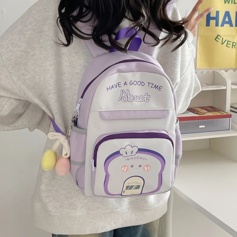 KAMLUI Canvas Backpack Regular Unisex Black/Purple/Blue/Pink/Coffee-5