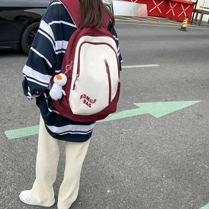 KAMLUI Nylon Backpack Unisex Red/Light Gray/Black/Orange Red/Khaki/Blue-1