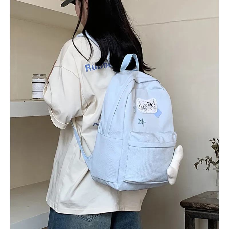 KAMLUI Nylon Backpack Backpack Student Backpack Regular Unisex Blue-7