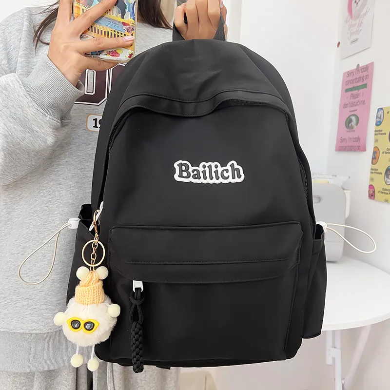 KAMLUI Composite Cloth Backpack Regular Unisex Pink/Black/Light Blue/Green/Ecru-12