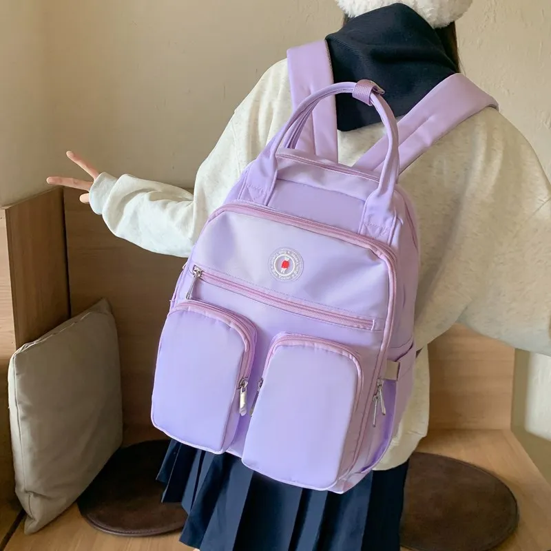 KAMLUI Oxford Backpacks Backpack Unisex White/Black/Purple/Yellow/Sky Blue/Lake Blue-12
