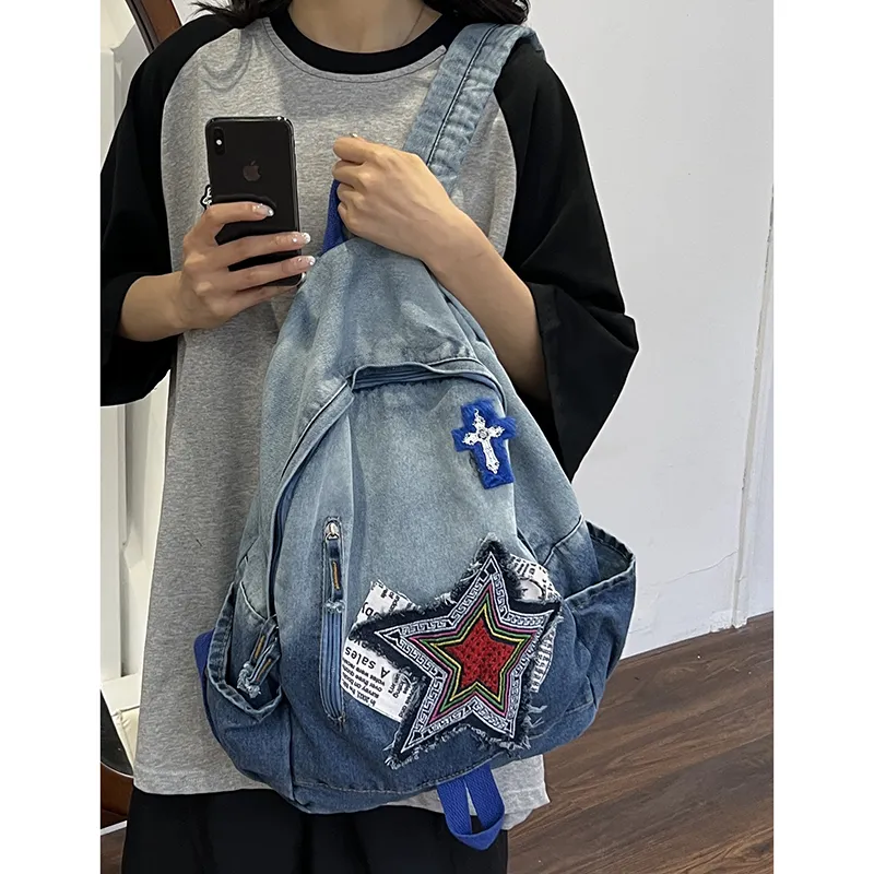 KAMLUI Denim Backpack Regular Unisex Multicolor-33