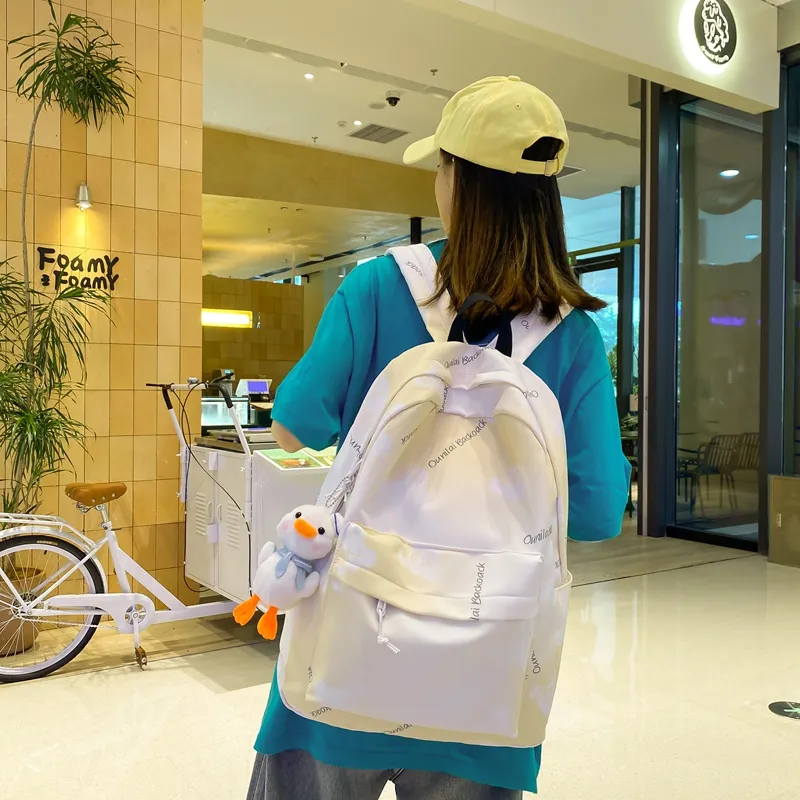 KAMLUI Nylon Backpack Regular Unisex Light Gray/Black/Light Yellow/Light Green-14