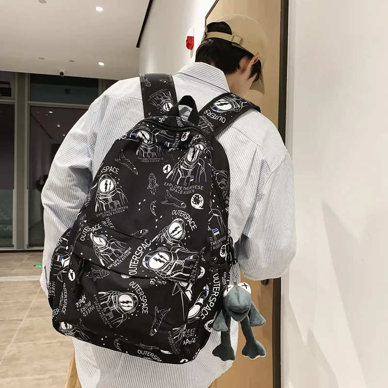 KAMLUI Nylon Fabric Backpacks Backpack Regular Unisex Gray/Light Yellow-6