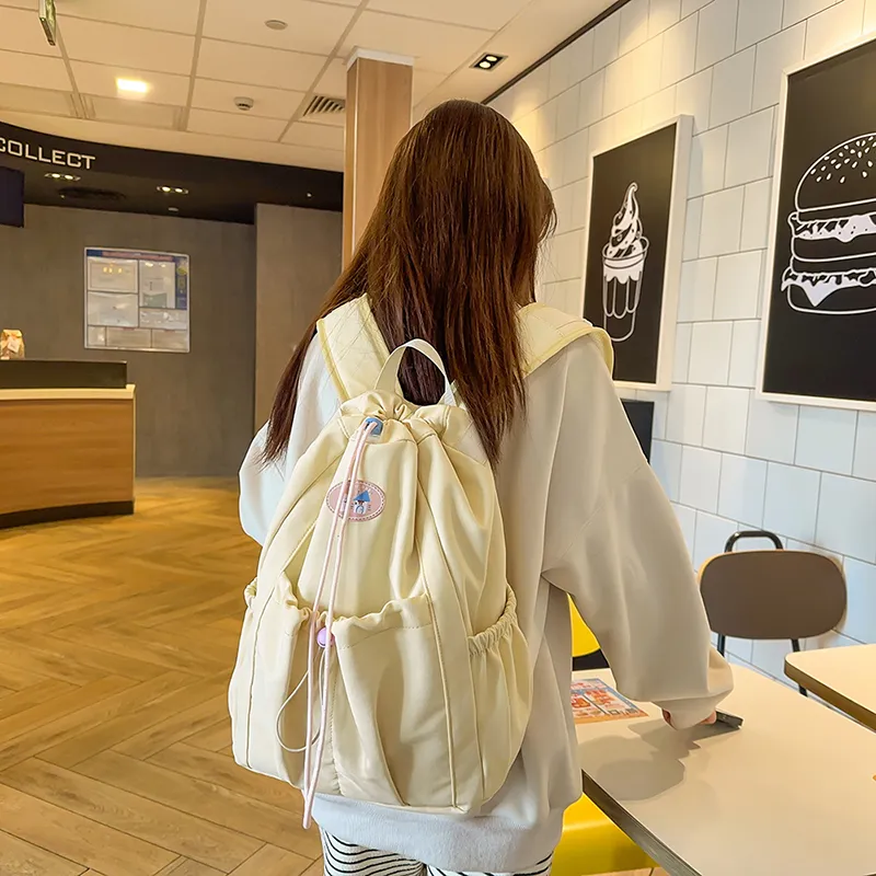 KAMLUI Nylon Backpack Regular Unisex Ecru/Black/Pink/Light Yellow/Light Green-22