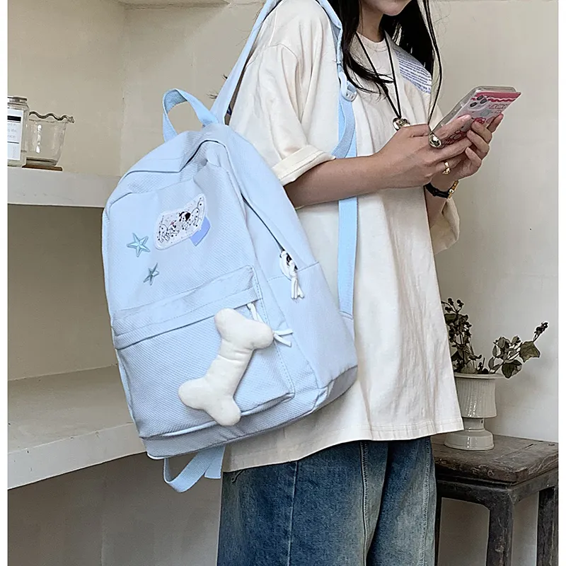 KAMLUI Nylon Backpack Backpack Student Backpack Regular Unisex Blue-17