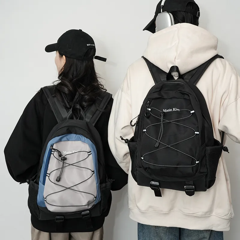 KAMLUI Nylon Fabric Carry Backpack Unisex Black/Purple/Blue-14
