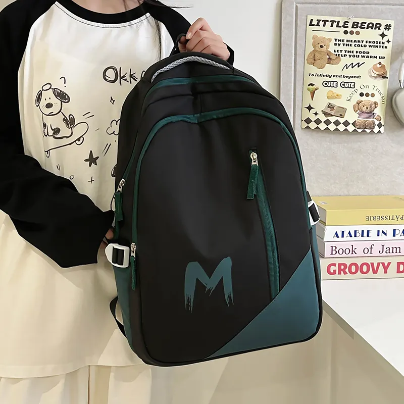KAMLUI Polyester Backpack Regular Unisex Black/Jasper/Light Blue-1