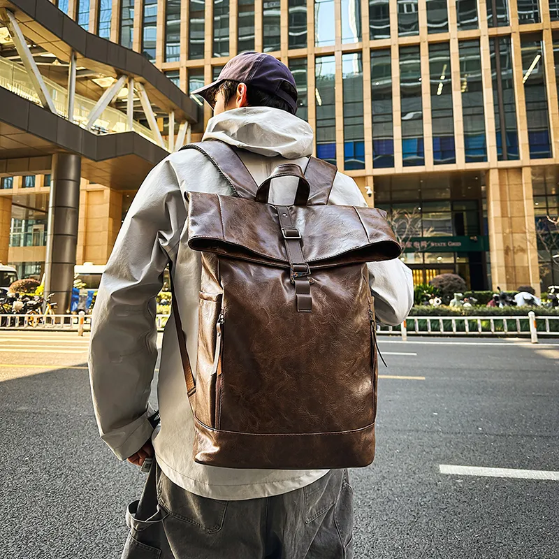 KAMLUI PU Backpack Regular Unisex Coffee/Brown/Black-1