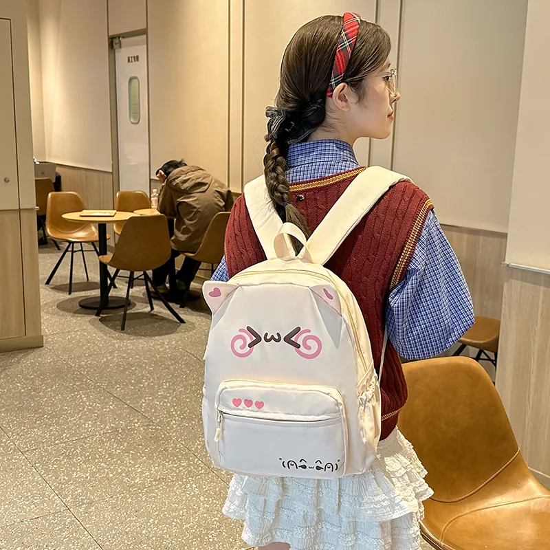 KAMLUI Nylon Backpack Regular Unisex White/Pink/Blue-3