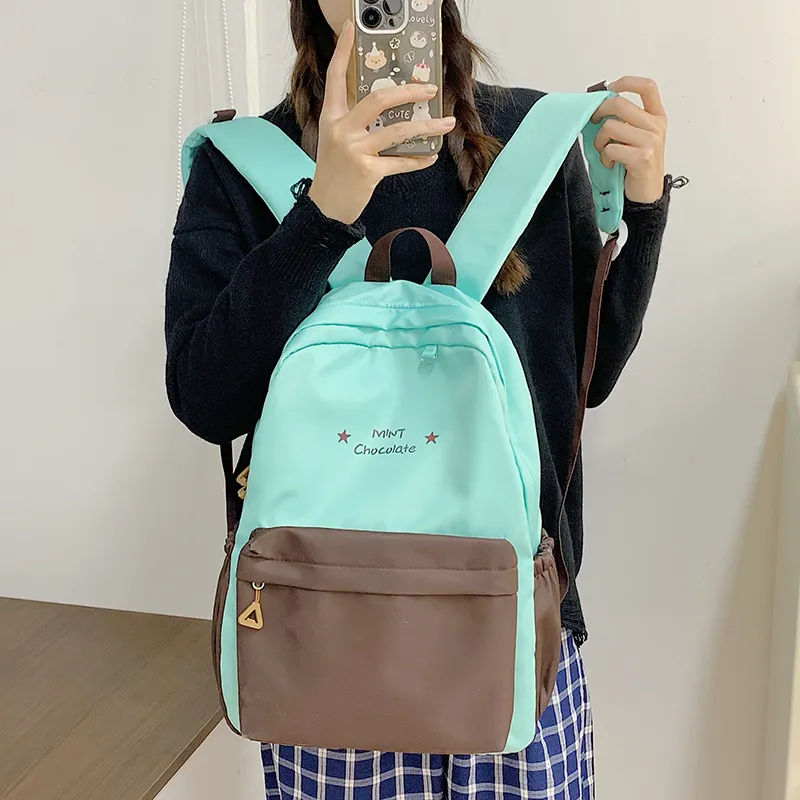 KAMLUI Nylon Fabric Backpack Regular Unisex Transparent/Coffee/Blue-8