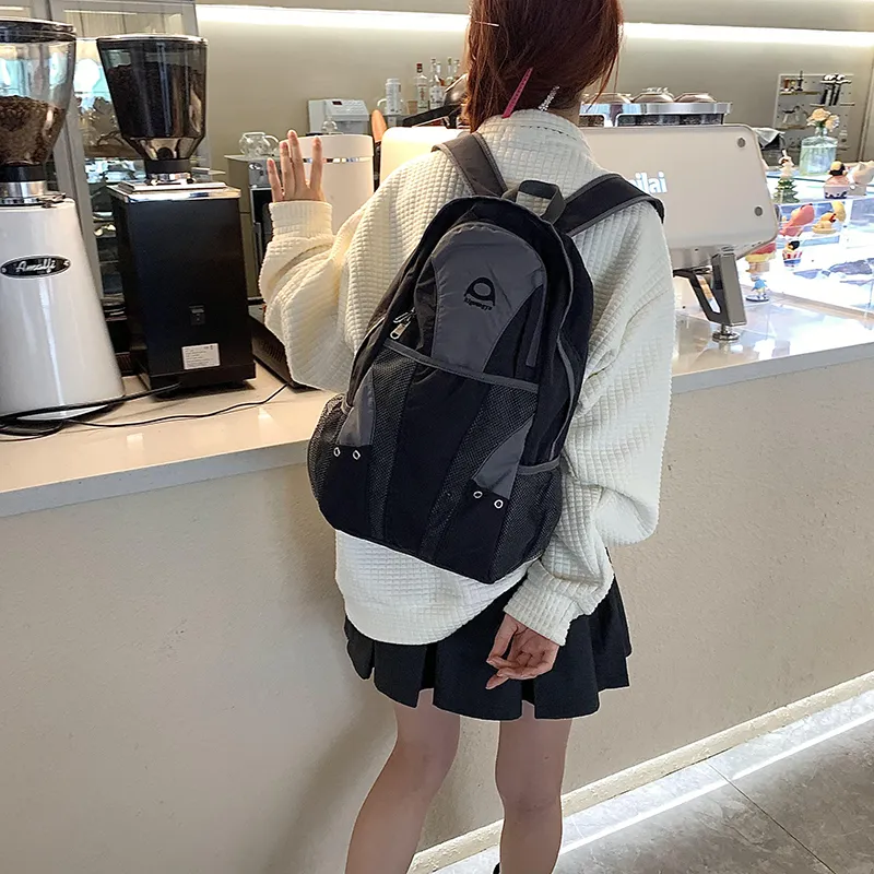 KAMLUI Nylon Backpack Unisex Black/Yellow/Gray-12