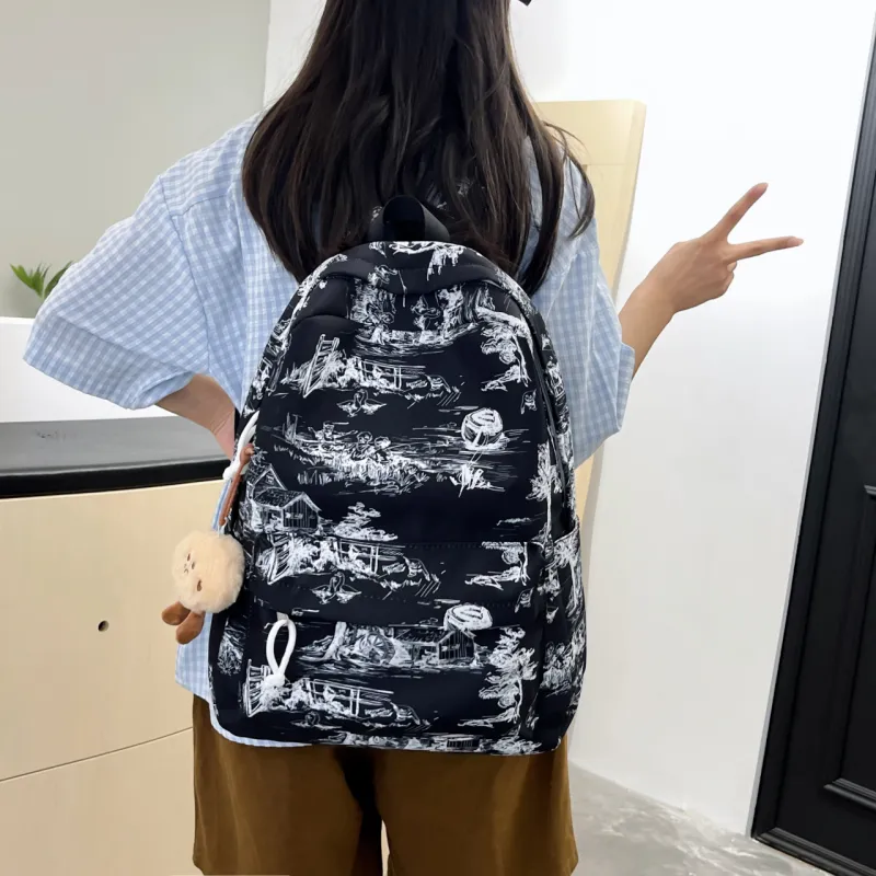 KAMLUI Nylon Backpack Regular Unisex White/Black/Blue-13
