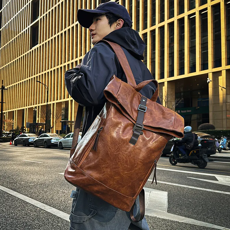 KAMLUI PU Backpack Regular Unisex Coffee/Brown/Black-8