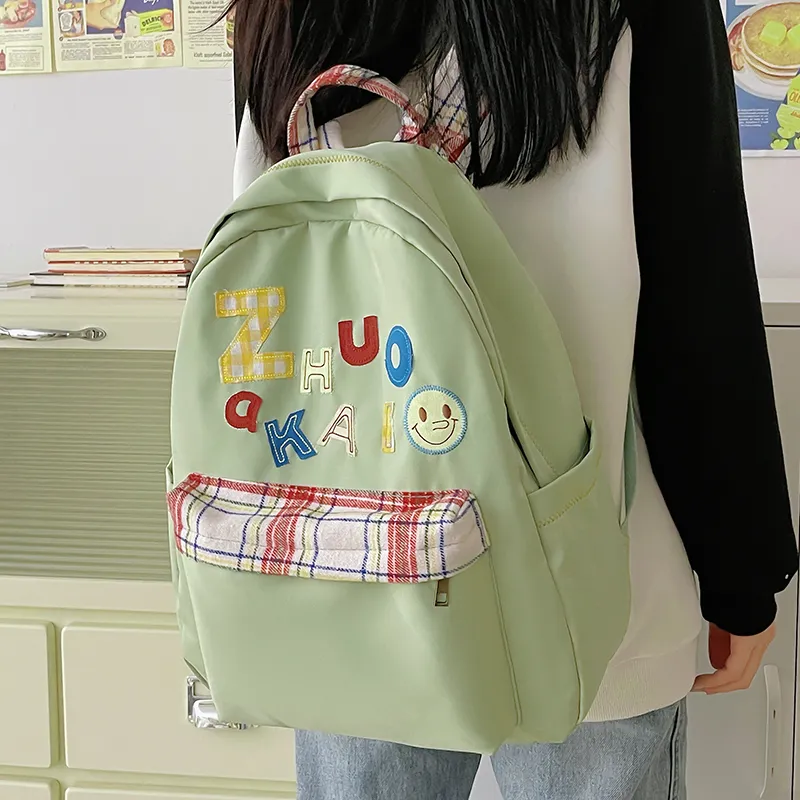 KAMLUI Nylon Fabric Backpack Regular Unisex White/Yellow/Green/Blue-10