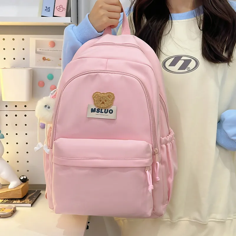 KAMLUI Nylon Backpack Unisex Mint Green/White/Black/Yellow/Pink-30