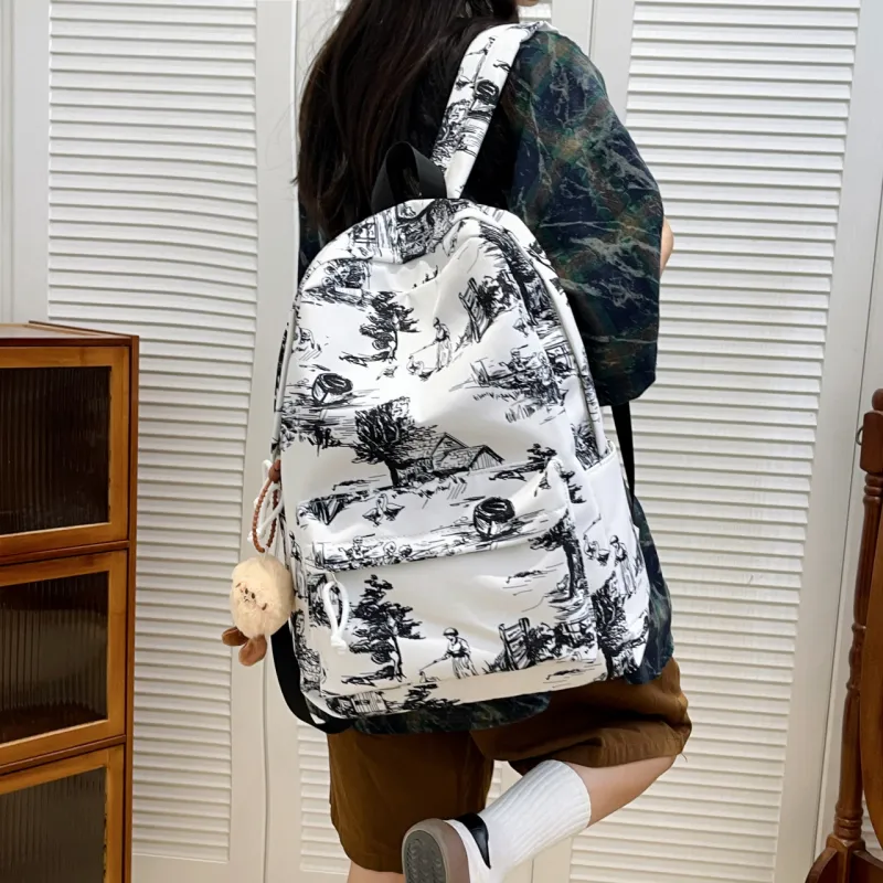 KAMLUI Nylon Backpack Regular Unisex White/Black/Blue-6