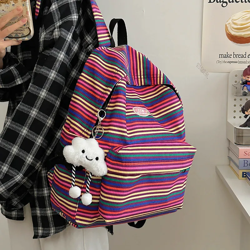 KAMLUI Nylon Backpack Regular Unisex Pink White/Fuchsia/Red Brown/Turquoise-11