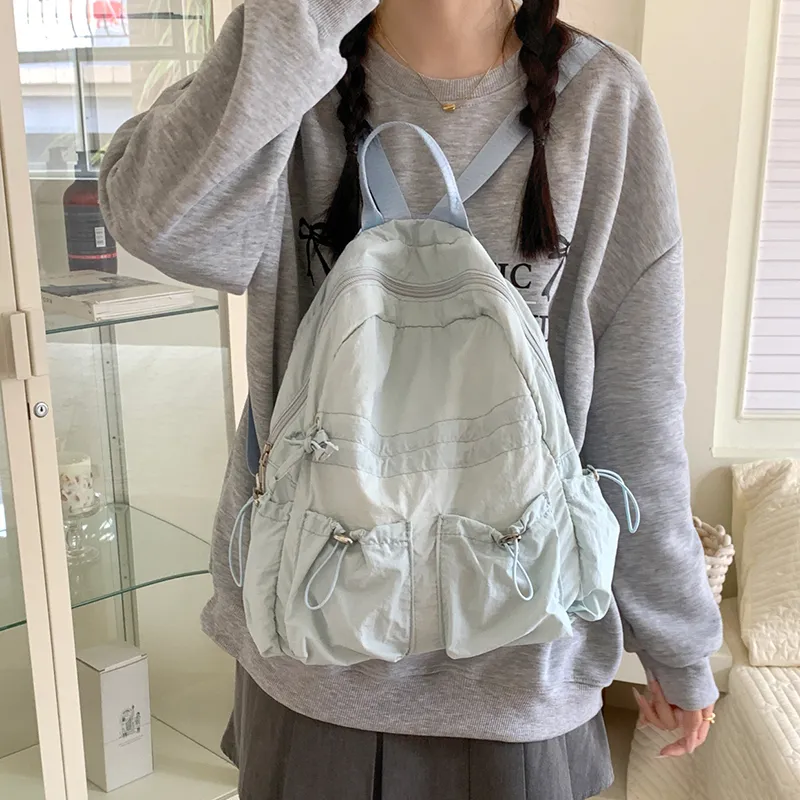 KAMLUI Nylon Backpack Regular Unisex Ecru/Black/Blue-20