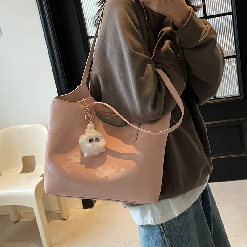 KAMLUI PU Portable Underarm Shoulder Bag Regular Women's Ecru/Black/Dark Brown/Pink-23