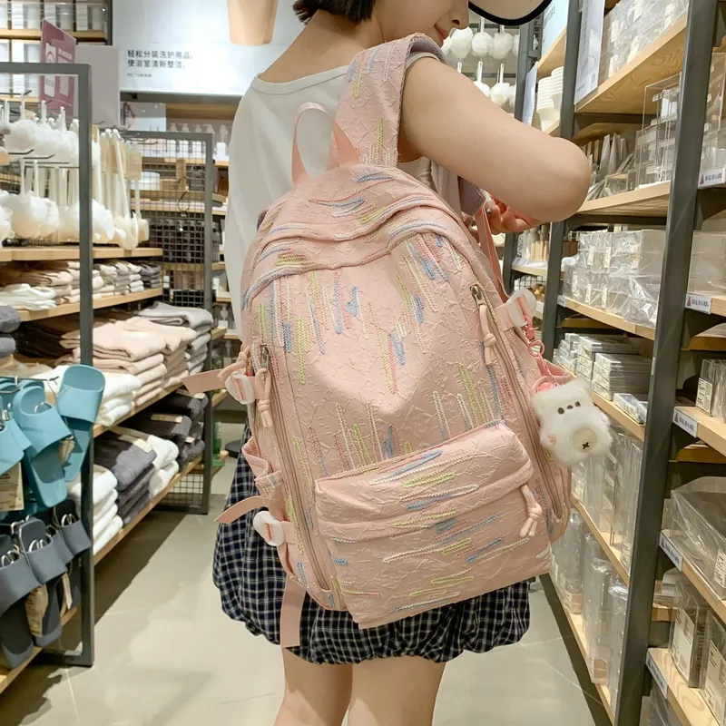 KAMLUI Nylon Fabric Backpack Large Size Unisex Multicolor-14