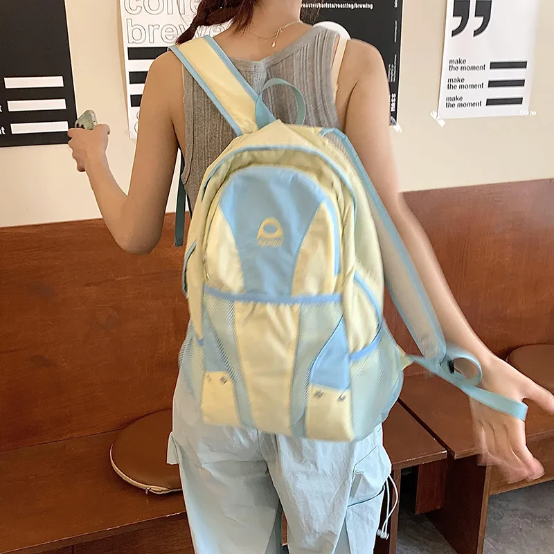 KAMLUI Nylon Backpack Unisex Black/Yellow/Gray-2