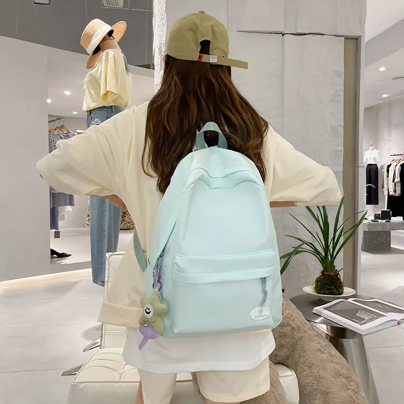 KAMLUI Nylon Backpacks Backpack Regular Unisex Light Green/Ecru/Violet-11