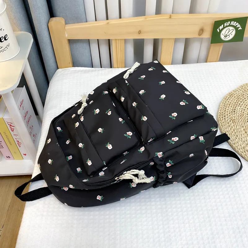 KAMLUI Nylon Backpack Regular Unisex White Floral/White Green Floral/Black Floral/Black White Floral/Yellow/Green-19