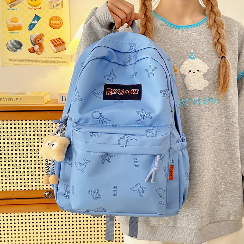 KAMLUI Nylon Backpacks Backpack Regular Unisex White/Black/Blue/Pink-20