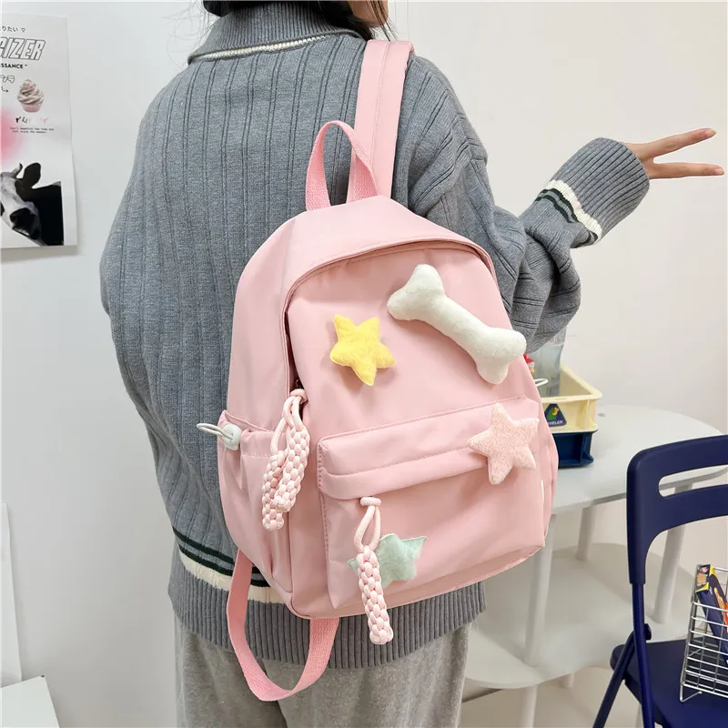 KAMLUI Nylon Backpack Regular Unisex White/Pink/Green/Black/Yellow-12